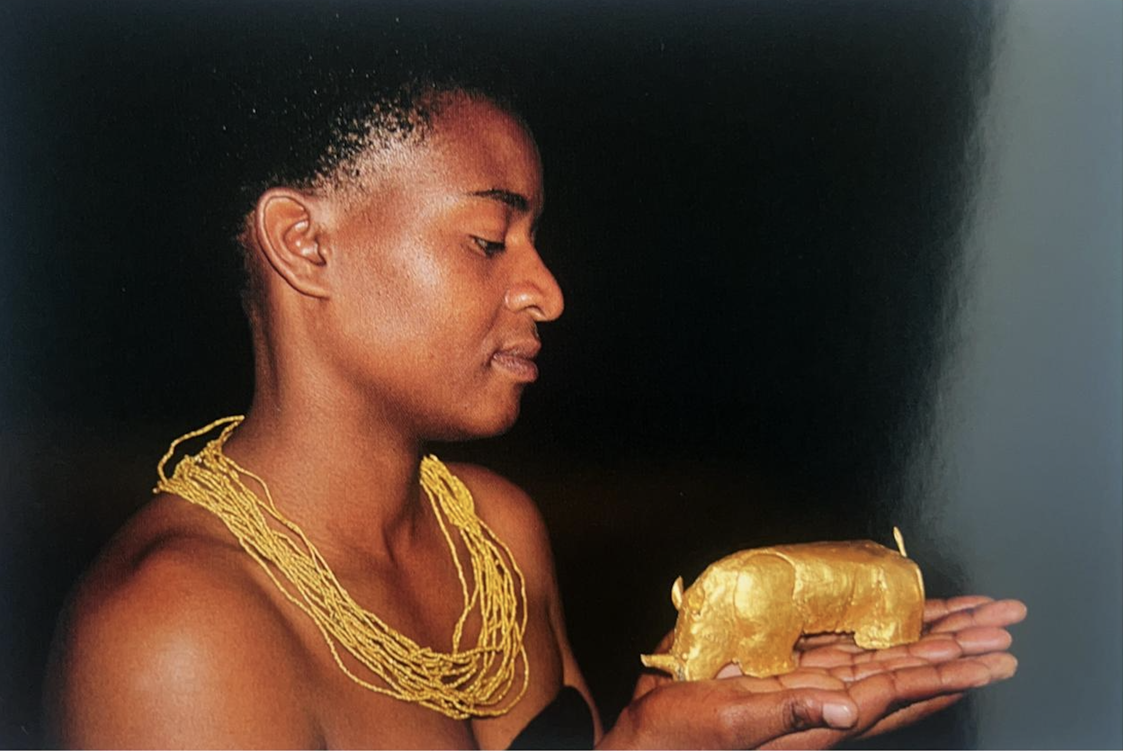 A replica of the golden rhinoceros of Mapungubwe, held today